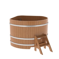BentWood угловая из дуба (1,37 х1,37 м.), h=1 м. Натуральная Премиум купель фото
