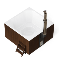 Купель Фурако Polar Spa ELITE QUATTRO 200 квадратная с интегрированной печью для 6-8 человек (термососна темная) фото